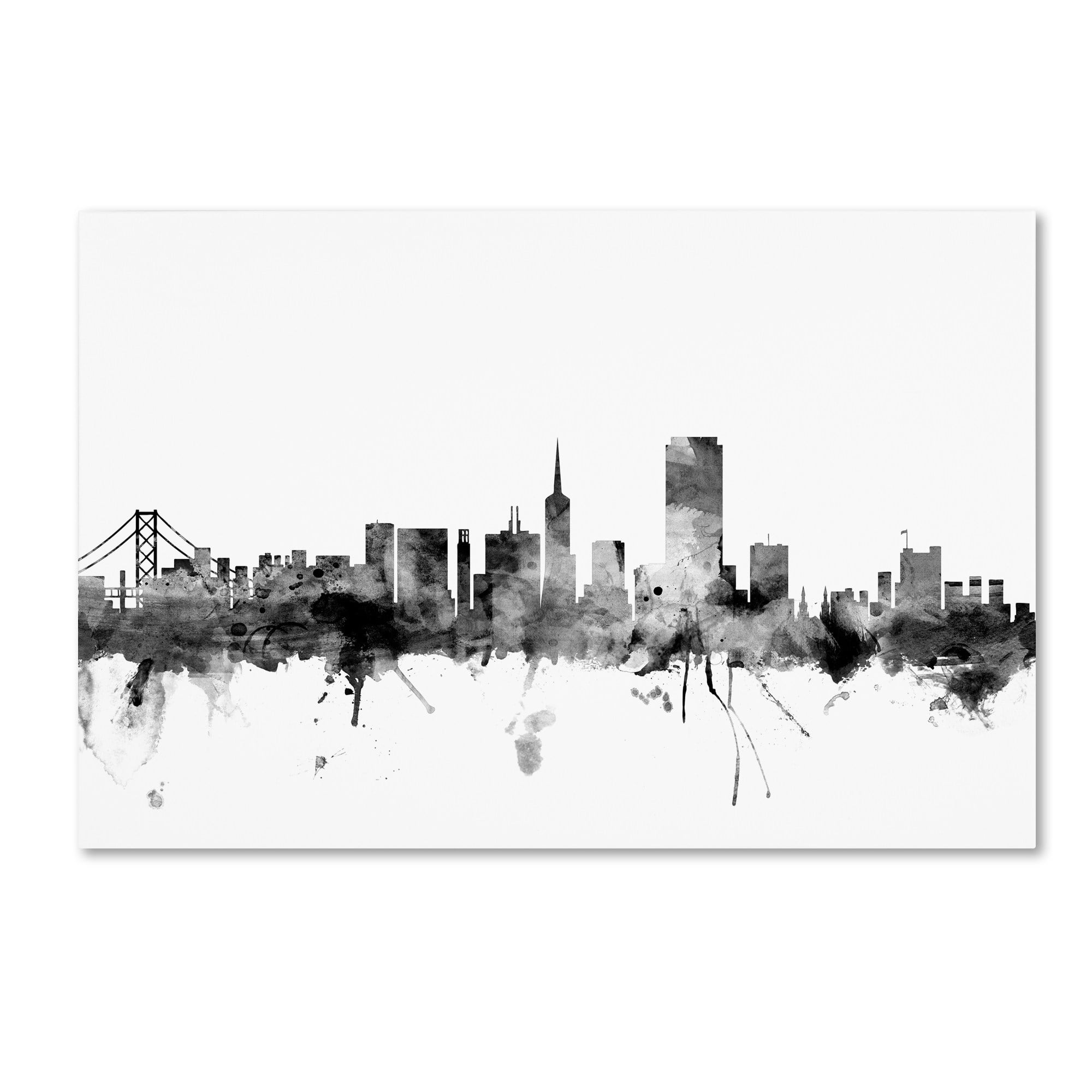 Trademark Fine Art "San Francisco City Skyline B&W" Canvas Art by Michael Tompsett