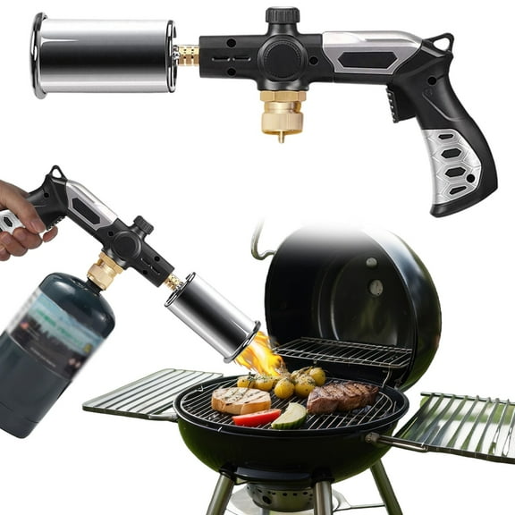 Propane Torch, Propane Torch Gunsfor Grill & Cooking, High Heat Torch Lighter With Adjustable Flame And Safety Lock For Searing Steak BBQ Grilling Charcoal Igniting Cooking Projectss(Grey)