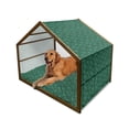 thumbnail image 1 of Floral Pet House, Abstract Blooming Nature with Petals and Leaves Green Toned Illustration, Outdoor & Indoor Portable Dog Kennel with Pillow and Cover, 5 Sizes, Jade Green Pale Green, by Ambesonne, 1 of 4