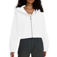 thumbnail image 2 of Women's Fashion Solid-Color Hooded Jacket Short-Length Zipper Sweatshirt Outerwear, 2 of 2