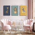 thumbnail image 3 of Canvas Poster Children's Room Wall Painting Set Watercolor Animal Theme Giraffe Bear Elephant Illustration Dream Sky Baby Room Decoration Three-piece Set Artwork Baby Space, 3 of 6