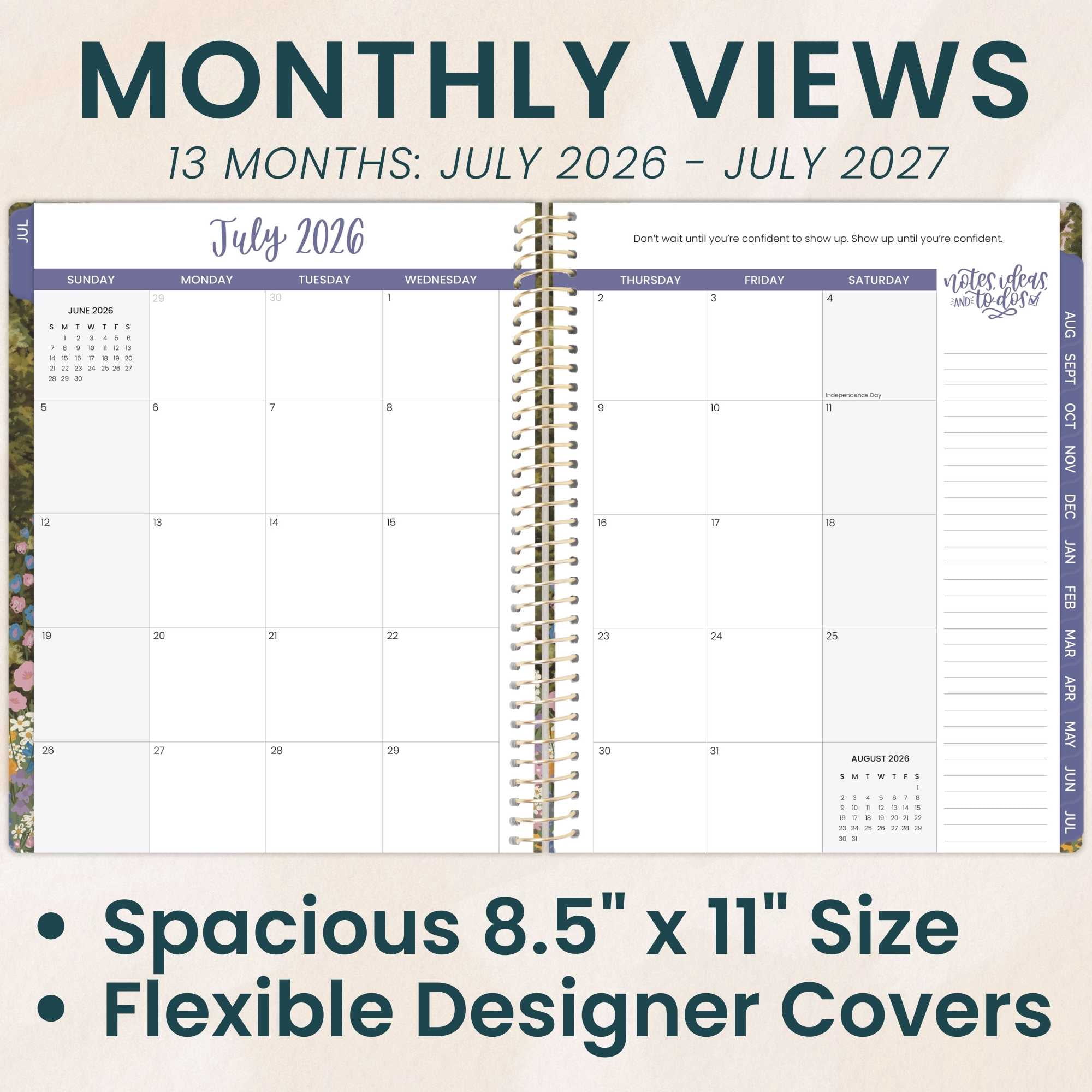 bloom daily planners 2026-2027 Academic Planner, 13 Month Monthly & Weekly, 8.5" x 11" Soft Cover, Stickers Included, Wildflower Mountainside