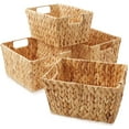 thumbnail image 7 of Casafield Set of 4 Water Hyacinth Storage Baskets with Handles - Natural, 12" x 9" x 6" Rectangular Storage Shelf Bins, Blankets, Laundry, 7 of 7