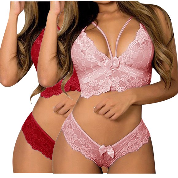 LSLJS 2 Pcs Lingerie pour Femmes Corset Dentelle Florale Soutien-Gorge Léger Soutien-Gorge 2 Pcs sous-Vêtements, sous-Vêtements pour Femmes