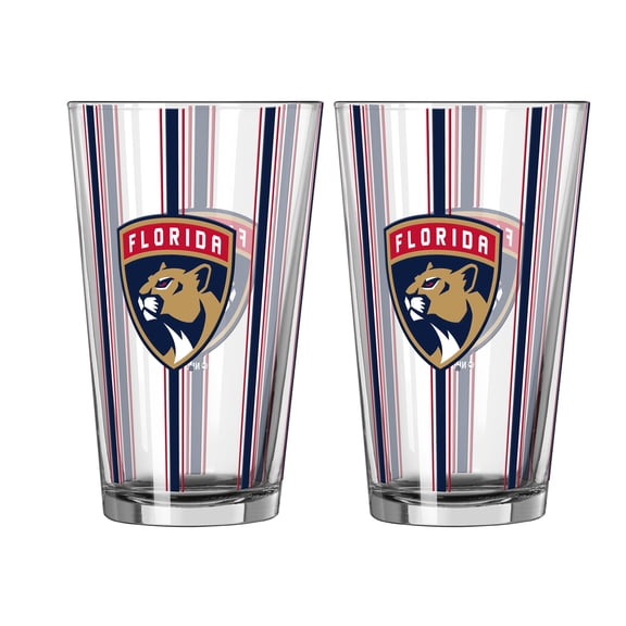 Logo Brands Florida Panthers Two-Piece 16oz. Striped Pint Glass Set