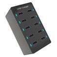 thumbnail image 2 of Cargador Multipuerto USB de 50 W Cargador de Carga RáPida Hub Cargador de Carga RáPida de 10 Puertos Cargador de Base de Carga de Escritorio Negro (UE), 2 of 5