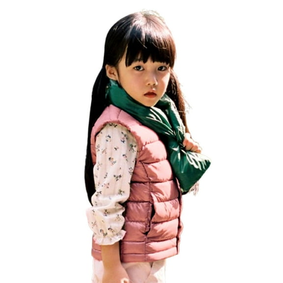 ROKUROKU Girls Warm Puffer Vest, Stylish & Lightweight Winter Jacket Outerwear with Pockets (Pink, Sizes 2T-5Y)