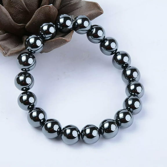 K-KED 10mm Black Magic Round Bead Hematite Bracelet Pain Relief Therapy Arthritis