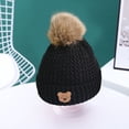 thumbnail image 4 of Children Winter Hat Knitted Plush Ball Decor Elastic Soft Thick Unisex Cartoon Bear Decor Anti-slip Cold Resistant Yarn Cap, 4 of 9