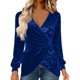 thumbnail image 2 of Uootdi Plus Size Sequin Tops for Women Sparkly Glitter Bow Crewneck Long Sleeve Shirts Evening Party Night Top Going Out Pullover Gift, 2 of 6