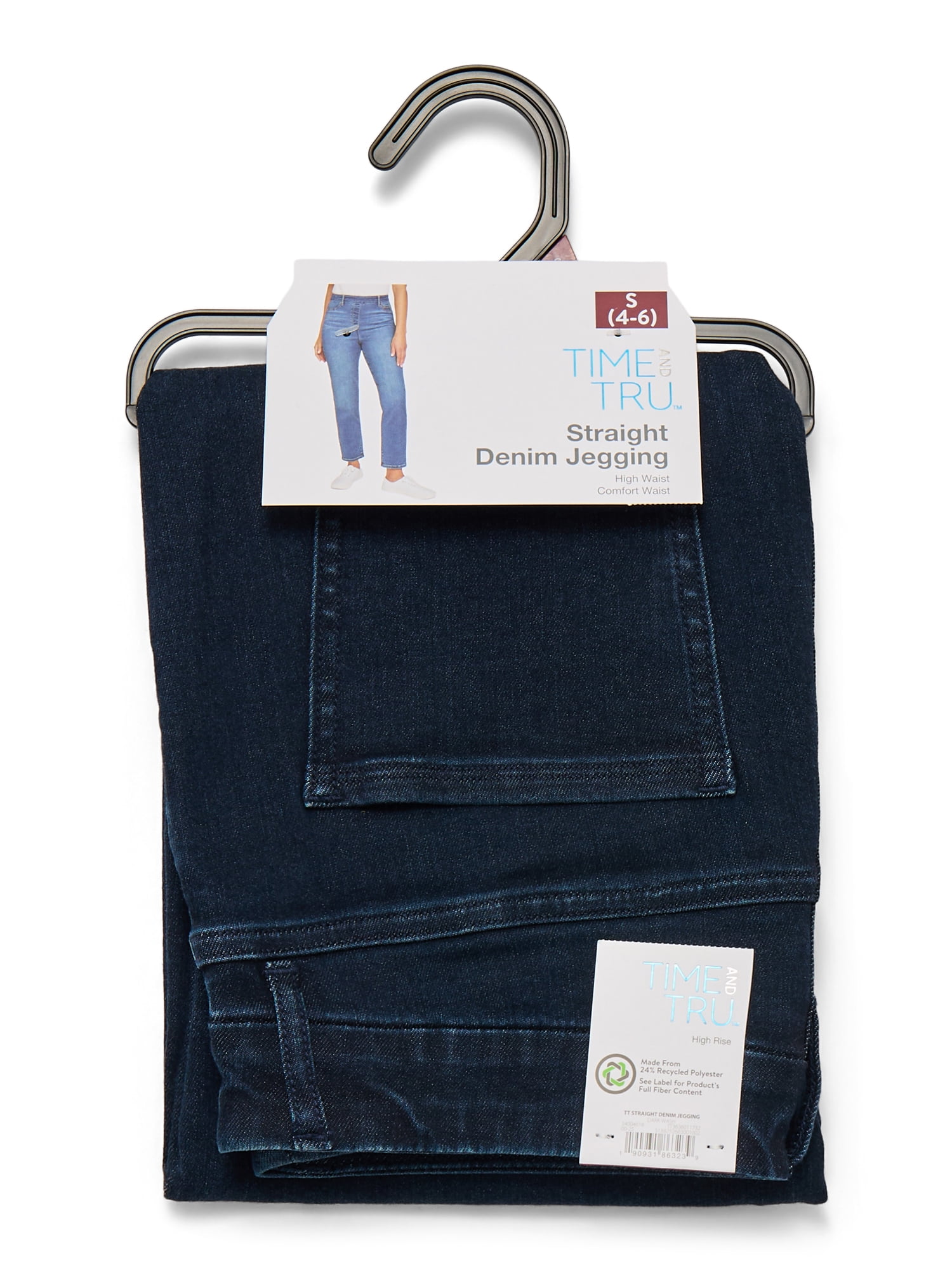 Time and Tru Women's High Rise Straight Leg Denim Jegging, 27.5" Inseam, Sizes XS-XXXL