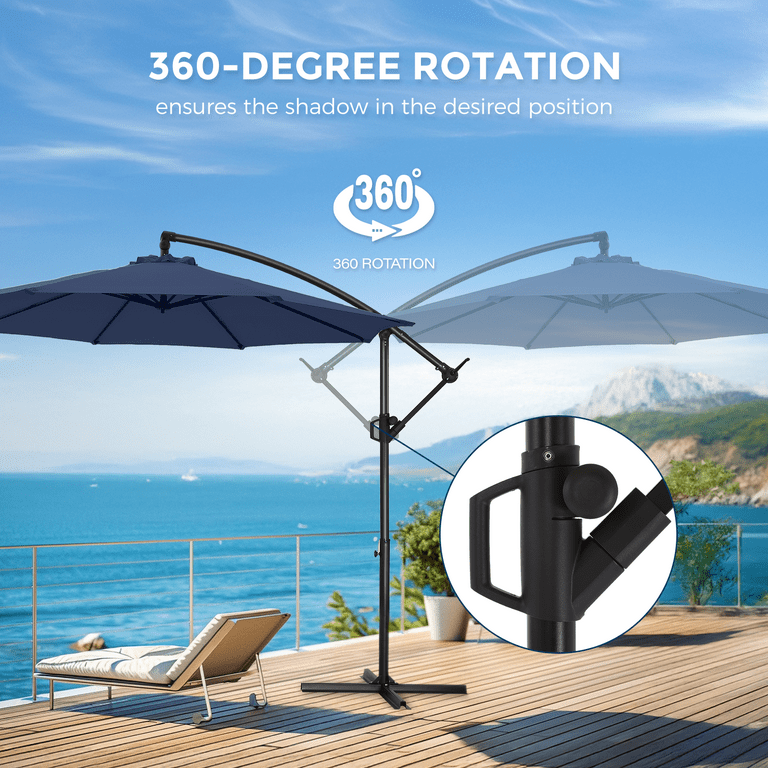HOMSHADE 10ft Cantilever Patio Umbrella, 360 Rotation Sunshade, Tilting,  Navy - Walmart.com