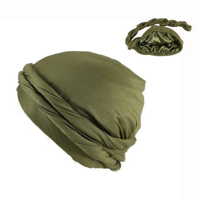 Halo Turbante Durag Uomo - Copricapo In Raso Con Coda Lunga - Nero Taglia L (60-62 Cm) - Per Chemioterapia O Look Africano