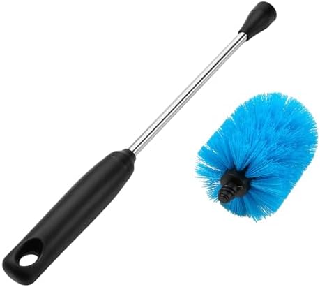 Stainless Steel Bottle Brush with Replaceable Head, Long Handle Scrub Brush for Water Bottles, Glasswares, Mugs, Flasks, Tumblers, Vases, and Kitchen Sink, 2 Pack, 15 in