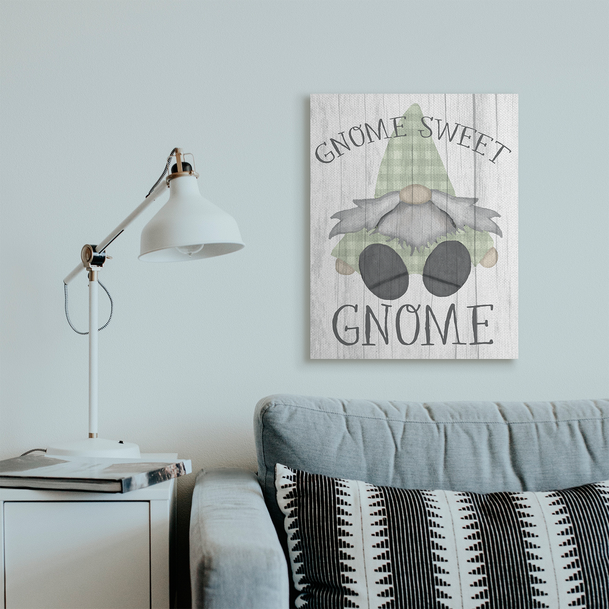 Stupell Industries Gnome Sweet Gnome Garden Home Pun Fairy Tales & Fantasy Painting Gallery Wrapped Canvas Art Print Wall Art, 24 x 30