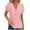 Pink T-shirt for women, variant on Womens Peter Pan Collar Blouses Short Sleeve V Neck Button Down Shirts Casual Summer Tunic Tops Green S