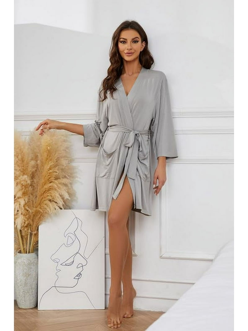 U2SKIIN Robes for Women, Lightweight Short Knit Kimono Knee