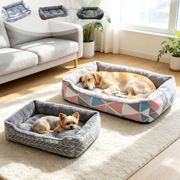 Warm Winter Pet Bed Mat - Rectangular Soft Sofa Sleeping Cushion for Small Medium Pets, All Season Indoor Rest Pad for Dogs Cats, 23.6x17.7x5.1"