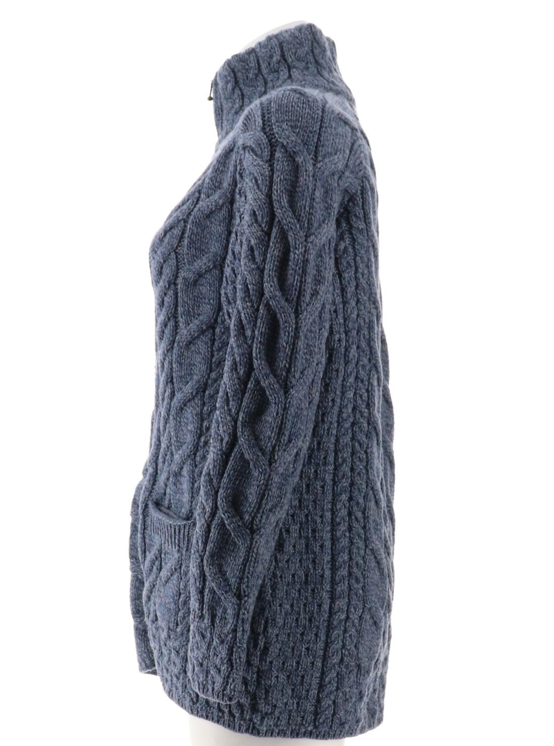 Kilronan Merino Wool Zip Front Sweater Stand Collar A305729