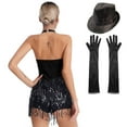 thumbnail image 2 of Doomiva Latin Dance Dress For Women Sparkly Tassel Leotard Bodysuit Jazz Salsa Tango Dancewear Black-A S, 2 of 7