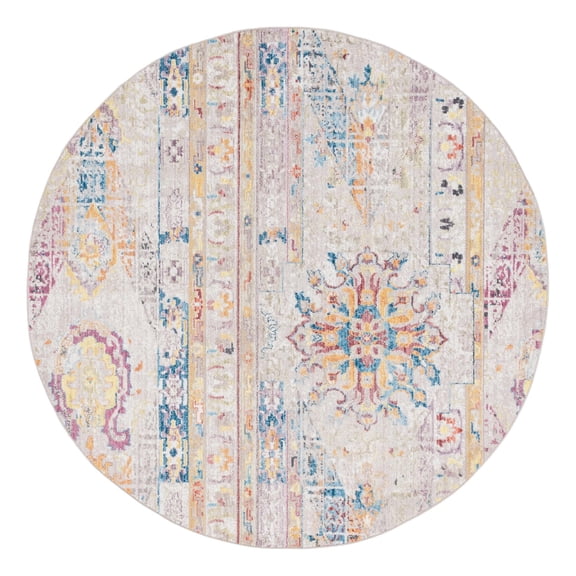 Unique Loom Basilica Collection Area Rug - Prado (8' Round Beige/Blue)