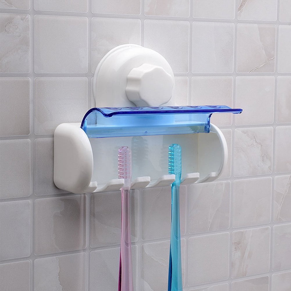 1X Home Bathroom Toothbrush Suction Plastic Holder Rack Wall Mount Hang Stand