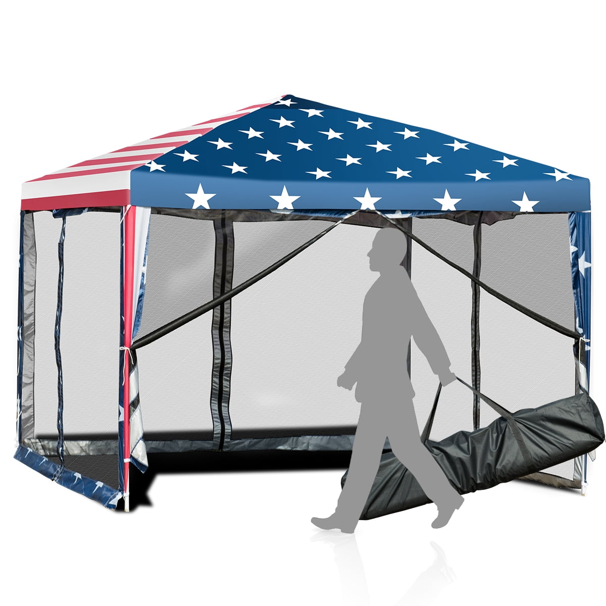 Steel Frame Gazebo Tent w/ 100 Square Feet of Shade for Patio Outdoor Gazebo Canopy Shelter w/ Netting Backyard Poolside Tangkula 10x10 Feet Patio Gazebo 