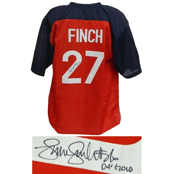 Jennie Finch Signed Team USA Red Custom Jersey w/04 Gold