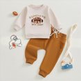 thumbnail image 2 of yboeqw Infant Boys Fall Clothes 2 Piece Outfits Set Long Sleeve Crewneck T-Shirt Letter Print with Matching Pants for 3 6 9 12 Months 2T 3T Brown,Size 0-6 Months, 2 of 4