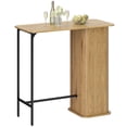 thumbnail image 1 of Nordic Tambour Bar Height Table with 3 Side Storage Shelves, Natural Wood MDF & Metal Frame Rectangular Breakfast Bar for Kitchen, Dining Room, Coffee Corner, 44.1"W x 41.7"H, 1 of 7