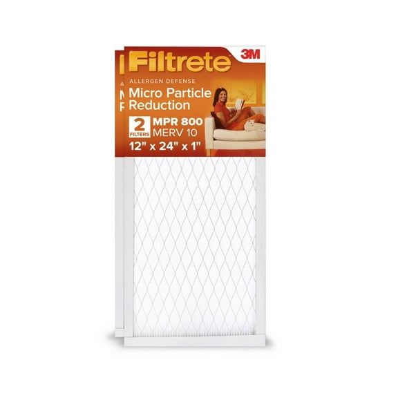 Filtrete 12x24x1, MERV 10, Micro Particle Reduction HVAC Furnace Air Filter, 800 MPR