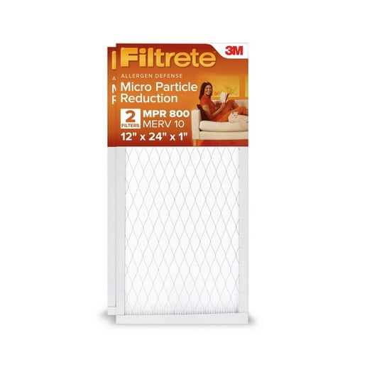 Filtrete 12x24x1 HVAC Furnace Air Filter, MPR 800 MERV 10, Micro Particle Reduction, 2 Filters