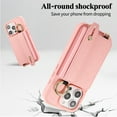 thumbnail image 4 of ELEHOLD Case for iPhone 16 Pro Max, Shockproof PU Leather Crossbody Wallet Case with Wrist Strap & Kickstand & Card Holder,Pink, 4 of 8