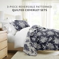 thumbnail image 4 of Lightweight Quilt Sets - Wrinkle Free - Coverlet Navy Blue Floral Patterns for King Size Bedding by Comfort Canopy, 4 of 12