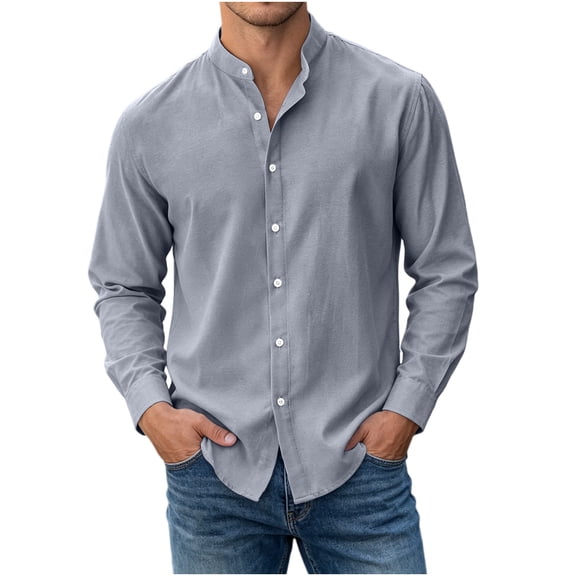 Kezqiaxn White Button Down Shirt Men Summer Long Sleeve Business Dress Shirt Plus Size Fashion Men's Clothing