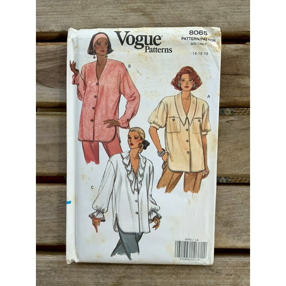 Vintage 1991 Vogue 8065 Uncut Vintage Sewing Pattern Size 14, 16, 18