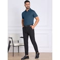 thumbnail image 4 of DARING DIVA Men's Button Down Point Collar Short Sleeve Business Dress Shirt M Dark Blue, 4 of 7