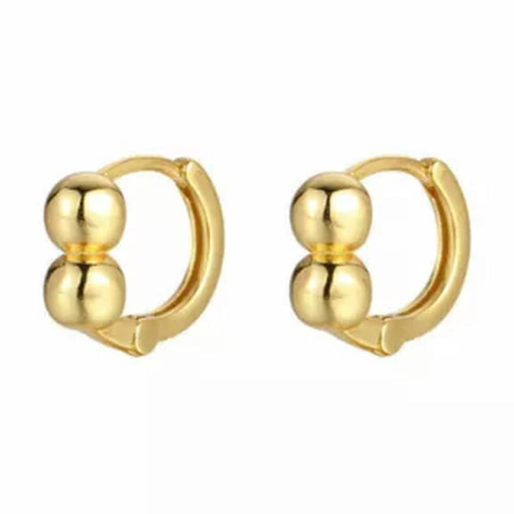 QQTDFG 925 Sterling Silver Hoop Double Round Huggie Earrings A1803-Gold