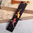 thumbnail image 3 of Chinese Style Painted Koi Carp Sandalwood Bookmark Retro Tassel Pendant Lucky Book Mark School Office Reading Stationery, 3 of 5