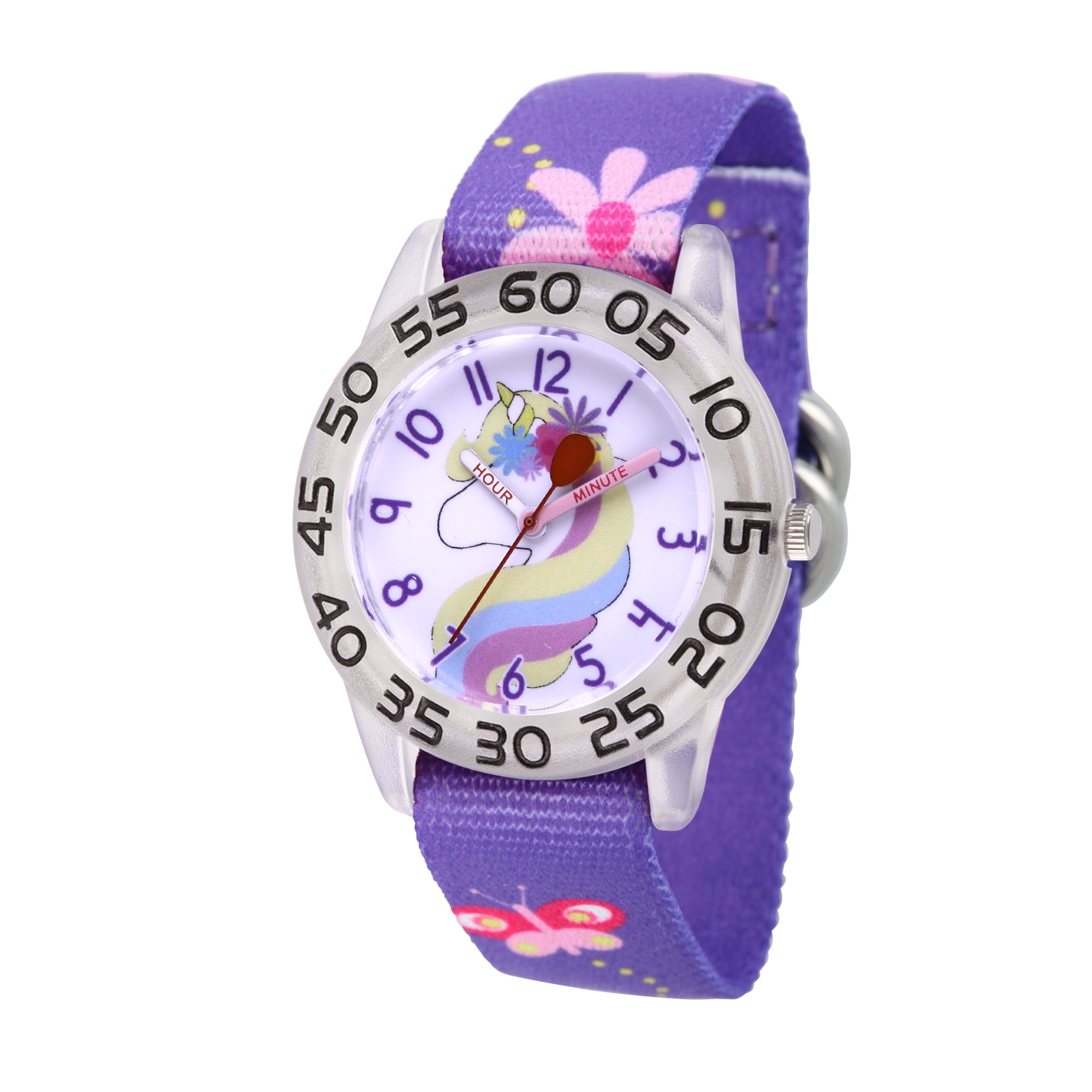 Red Balloon Unicorn Girls' Clear Plastic Time Teacher Watch, 1-Pack