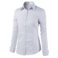 thumbnail image 3 of Doublju Women's Long Sleeve Slim Fit Button Down Dress Shirt (Plus Size Available), 3 of 5