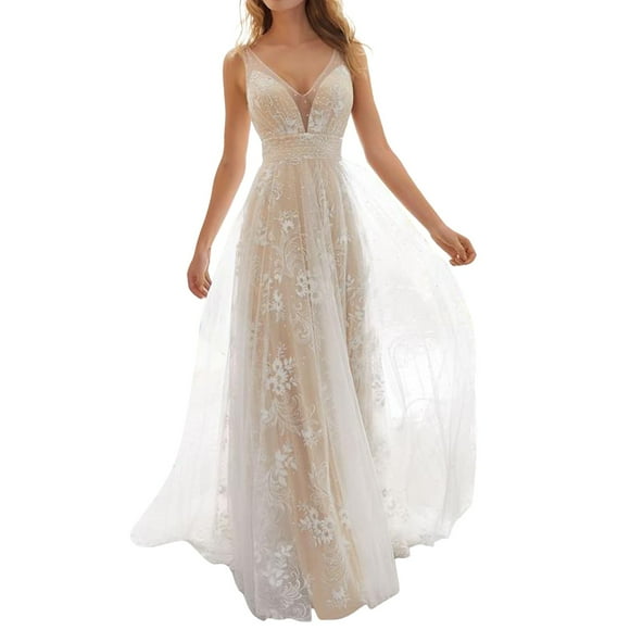 SZXZYGS Spring Dresses for Women 2024 Long Sleeve Wedding Guest Knee Length Women Casual Solid Dress Mesh Sleeveless V Neck Lace Dress Slim Big Swing Dress 2024