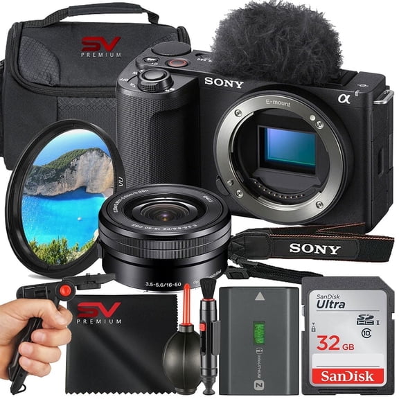 Sony ZV-E10 II Mirrorless Camera (Black) with 16-50mm Lens   32GB Memory Card   Pistol Grip Tripod   SV Premium Accessory Bundle (International Model)