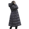 thumbnail image 5 of Sanbonepd Womens Coats Winter Loose Thicken Soild Color Trench Coat Zipper Hooded Long Quilted Jacket Parkas, 5 of 9