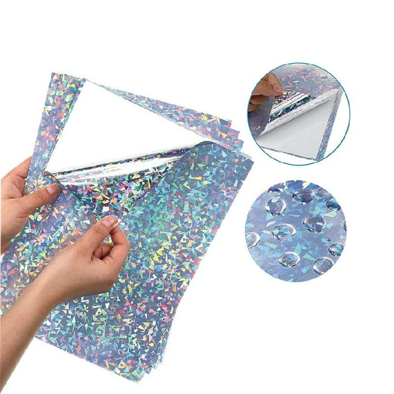 30 Sheets Holographic Laminate Film Sticker Paper, Transparent Holographic  Vinyl, Clear Overlay Lamination Sticker Paper Self Adhesive Waterproof