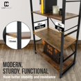 thumbnail image 4 of PRZL 2 Tier Small Bookshelf, 24 Inch Width Free Standing Shelf, Industrial Book Shelves for Home Office, Bookcase Shelf Storage Organizer for Living Room, Rustic Oak Vintage Shelves & Metal Frame, 4 of 6
