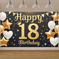 thumbnail image 6 of Gold Glitter Happy 18th Banner Royal Crown 18th Birthday Display Golden Stars White Balloons Gold Star Backdrop for 18th Birthday Party Adult Celebration Birthday Photo Shoot, 6 of 9