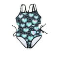 thumbnail image 2 of Baby Swimsuit Girl Heart Prints Swimming 1Pc Kids Bathing Suit Cute Fashion Kids' Swimwear Black 3-4 Years, 2 of 4