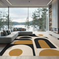 thumbnail image 2 of ODIKA 6'x9' Washable Area Rug Black Tan Geometric Decorative Elegant Arch and Circle Motifs in a Modern Design for Dining Room, Under Table, Office Décor, Non-Slip Chair-Friendly, 2 of 7