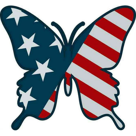 4.25in x 4in American Flag Butterfly Sticker Vinyl Patriotic Vehicle Decal